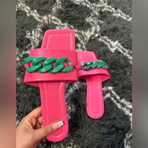 Pink & Green Sandals